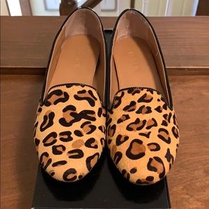 Calf hair leopard loafers